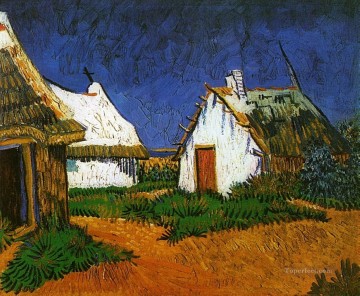  Cottage Oil Painting - Three White Cottages in Saintes Maries Vincent van Gogh